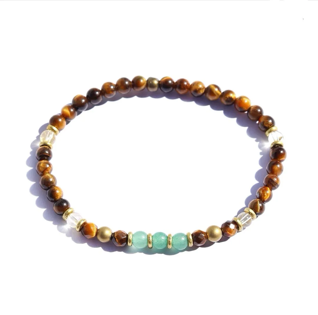 Green Aventurine, Tiger Eye Anklet or Wrist Bracelet- Abundance and Prosperity