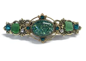 Green Glass Opal Hair Barrette