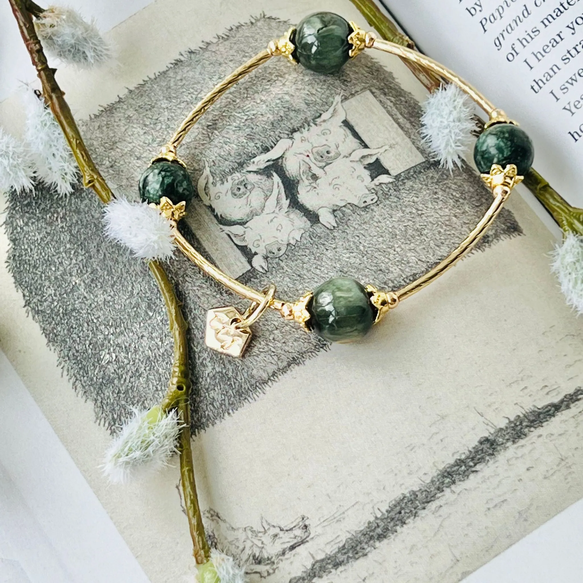 Green Hawk Eye & Seraphinite La Grace Bracelet