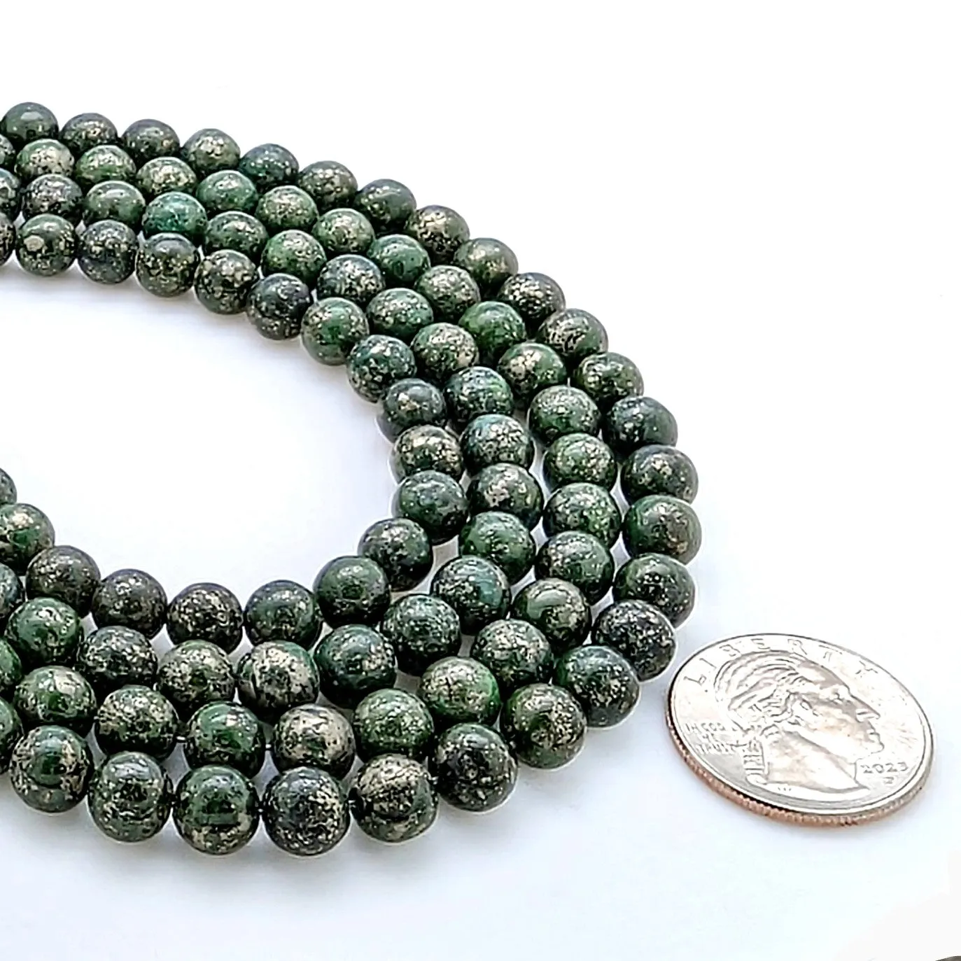 Green Pyrite Rounds - 8mm