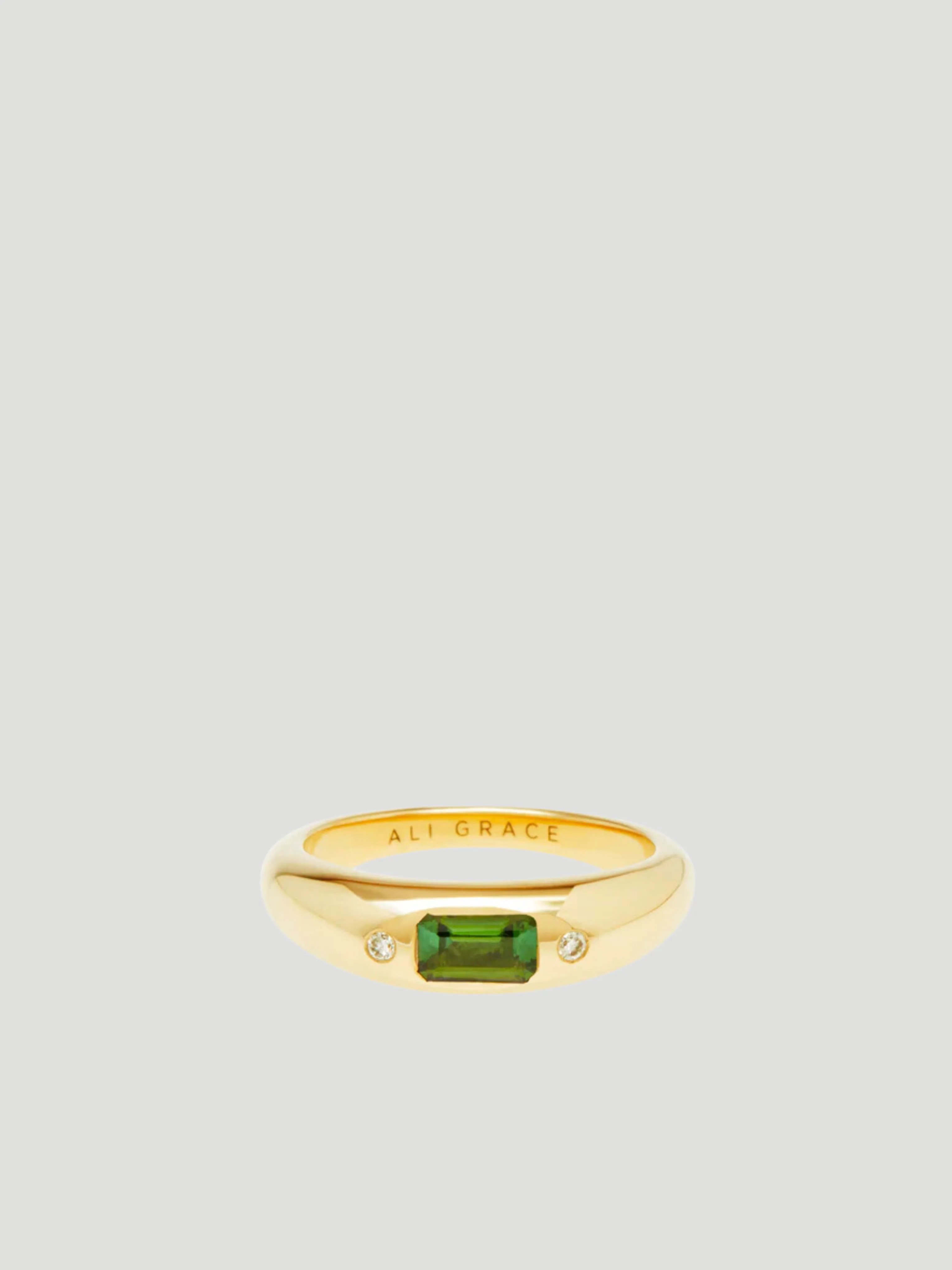 Green Tourmaline & Diamonds Mini Bubble Ring