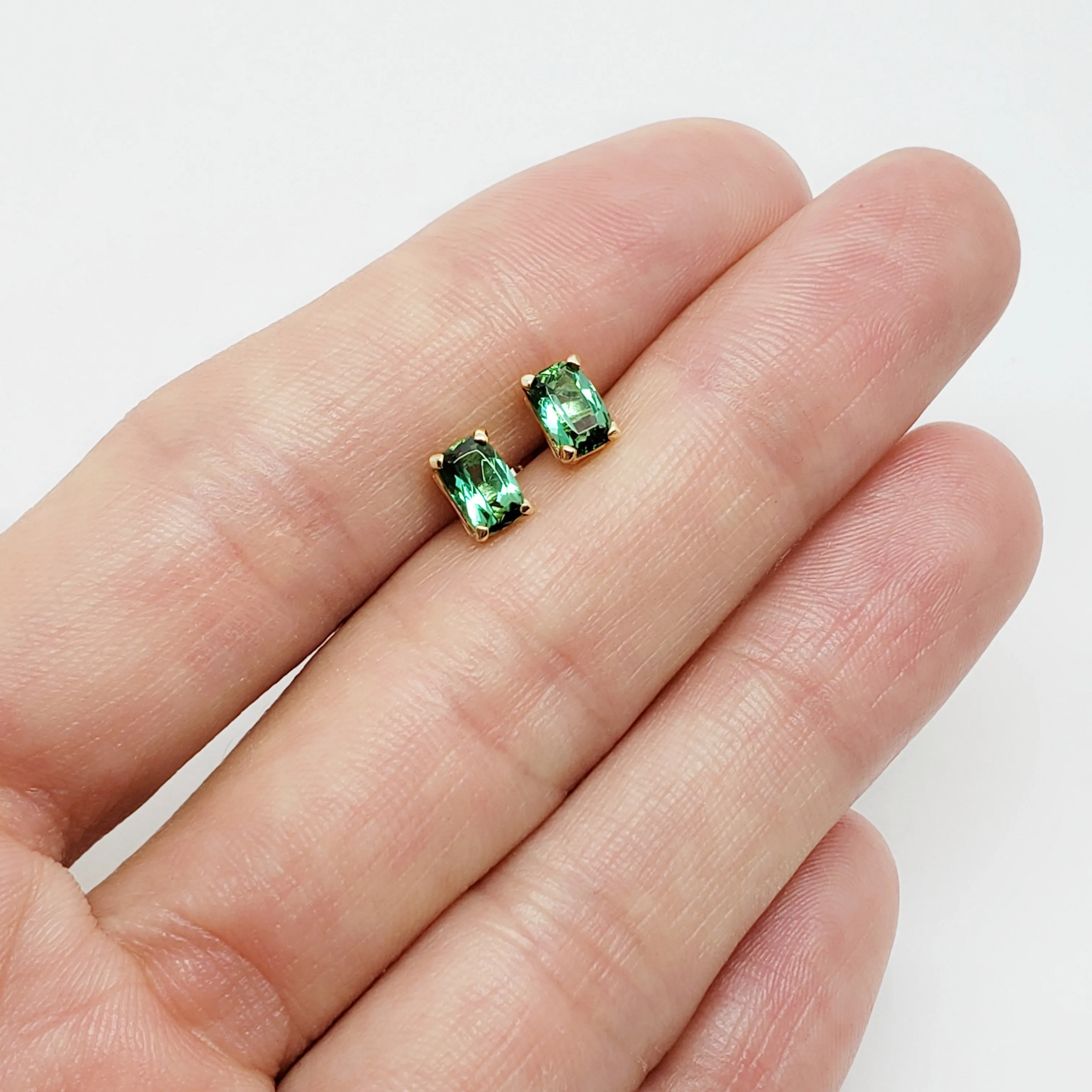 Green Tourmaline Studs