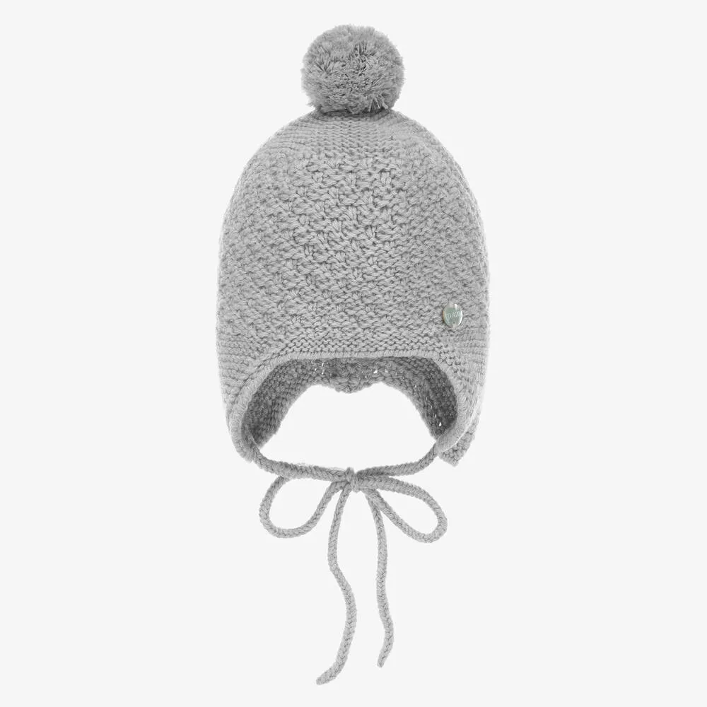 Grey Wool Pom-Pom Hat