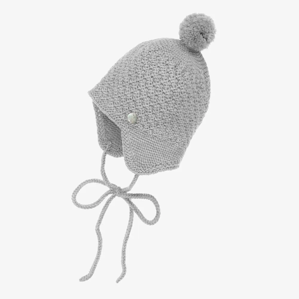 Grey Wool Pom-Pom Hat