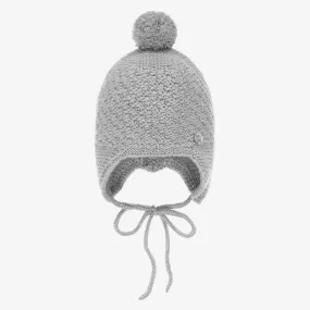 Grey Wool Pom-Pom Hat