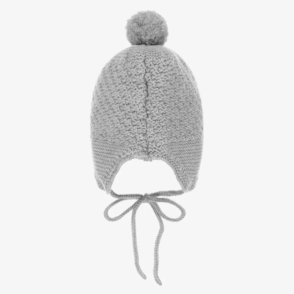 Grey Wool Pom-Pom Hat