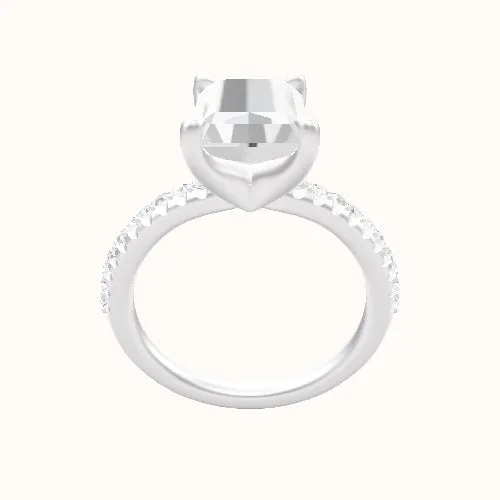 Half Pave Engagement Ring With Four Prong Head