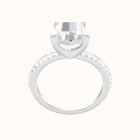 Half Pave Engagement Ring With Four Prong Head