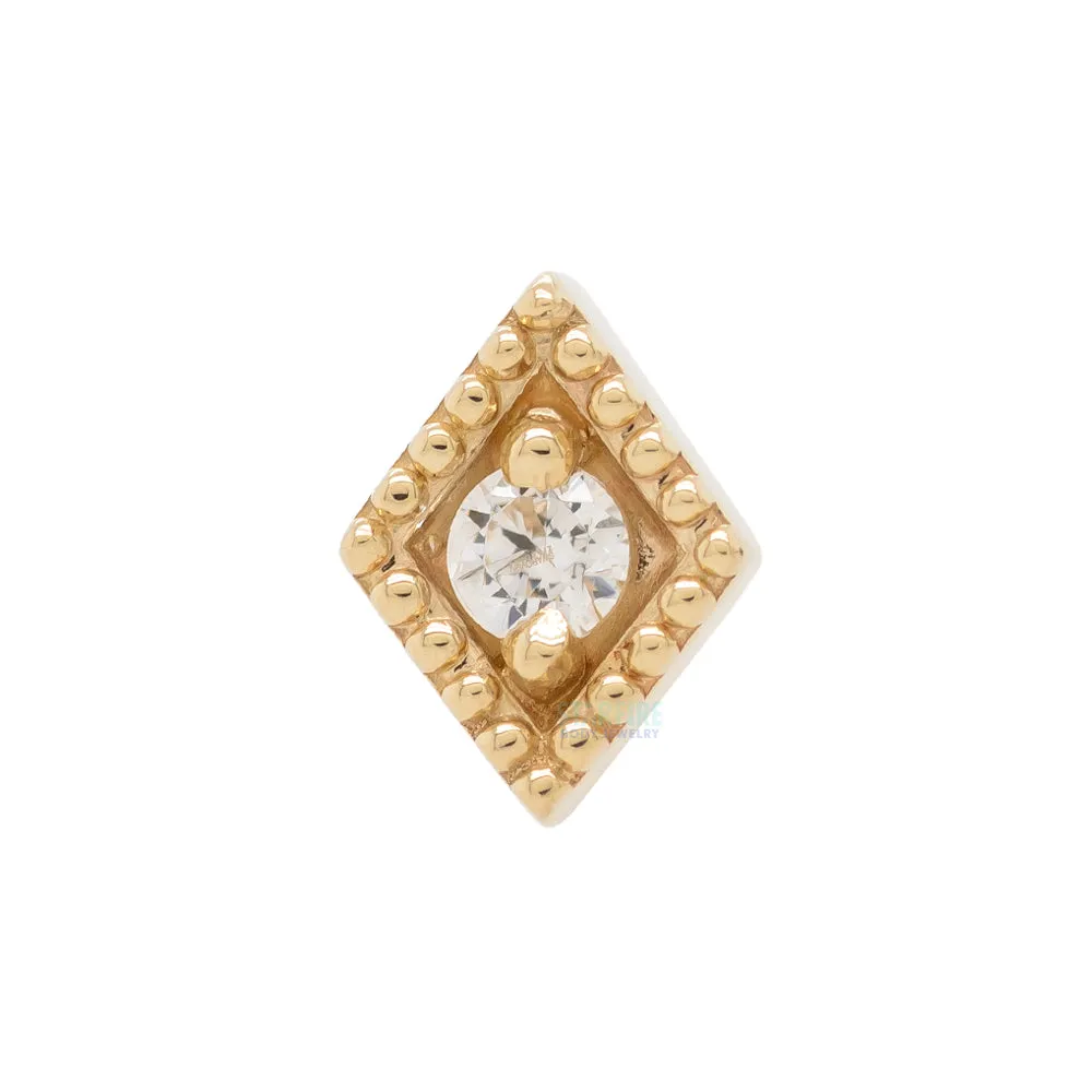 Harlequin Threaded End in Gold with White CZ