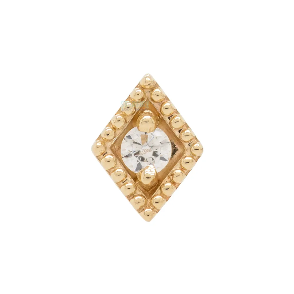 Harlequin Threaded End in Gold with White CZ