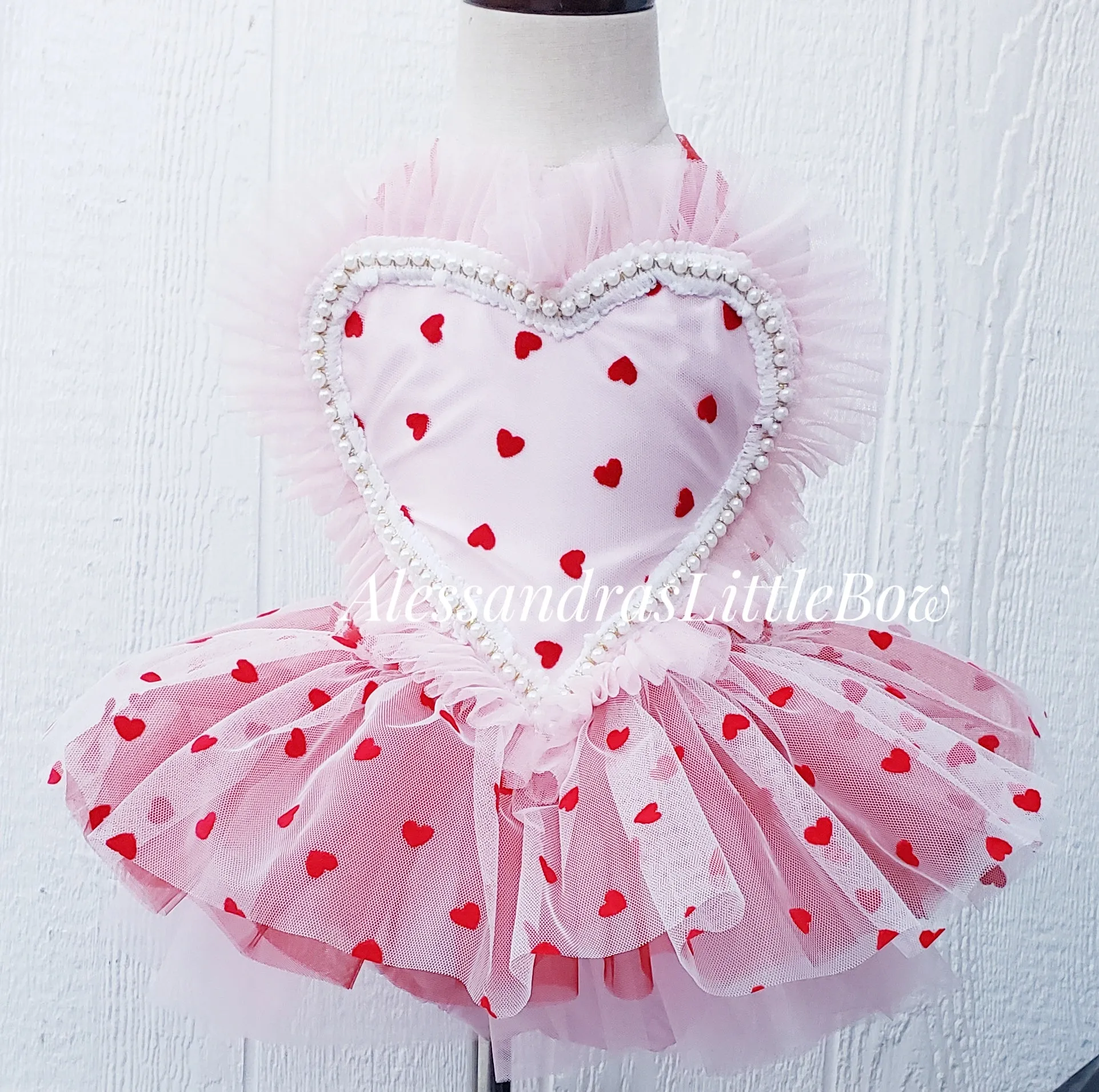 Heart pearl Valentine Whimsical Romper