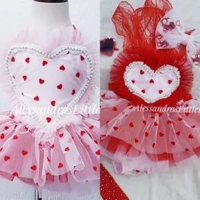 Heart pearl Valentine Whimsical Romper