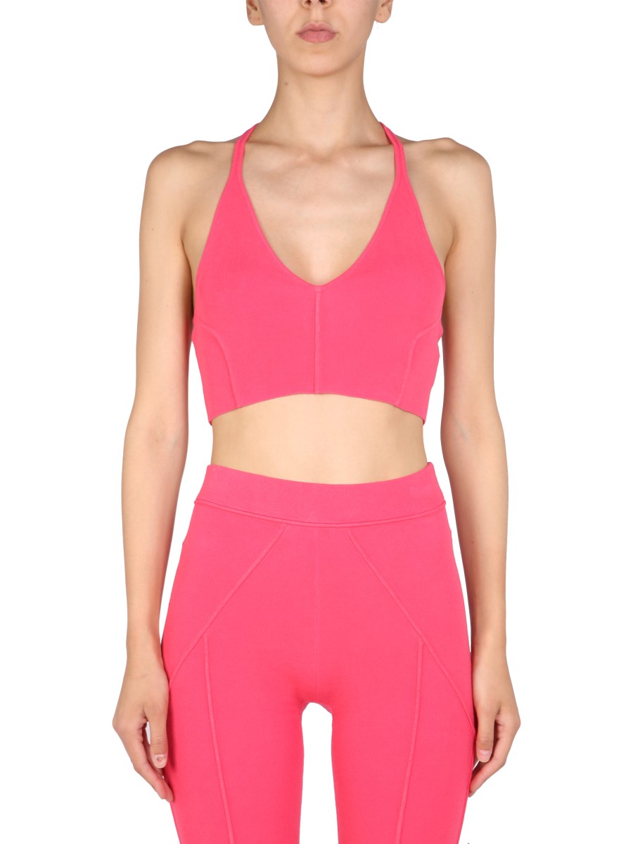 HELMUT LANG    VISCOSE RIBBED WORKMANSHIP BRALETTE