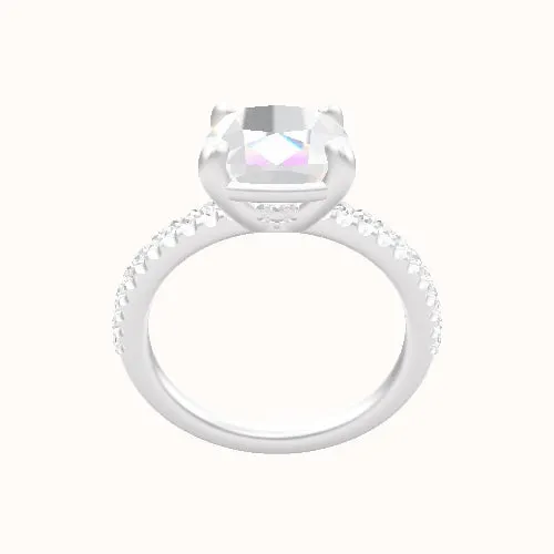 illusion Pave Engagement Ring With Low Set Four Prong Head