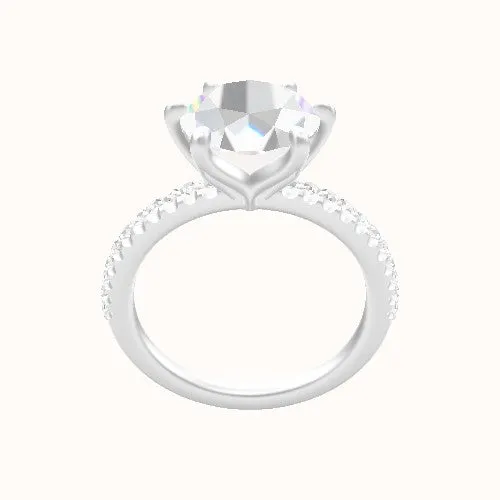 illusion Pave Engagement Ring With Petal Six Prong Head