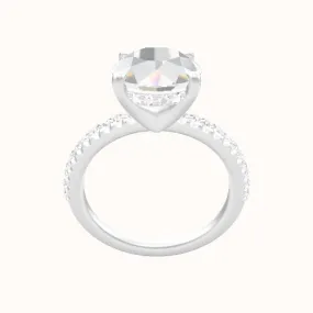 illusion Pave Engagement Ring With V Prong with Hidden Halo Head