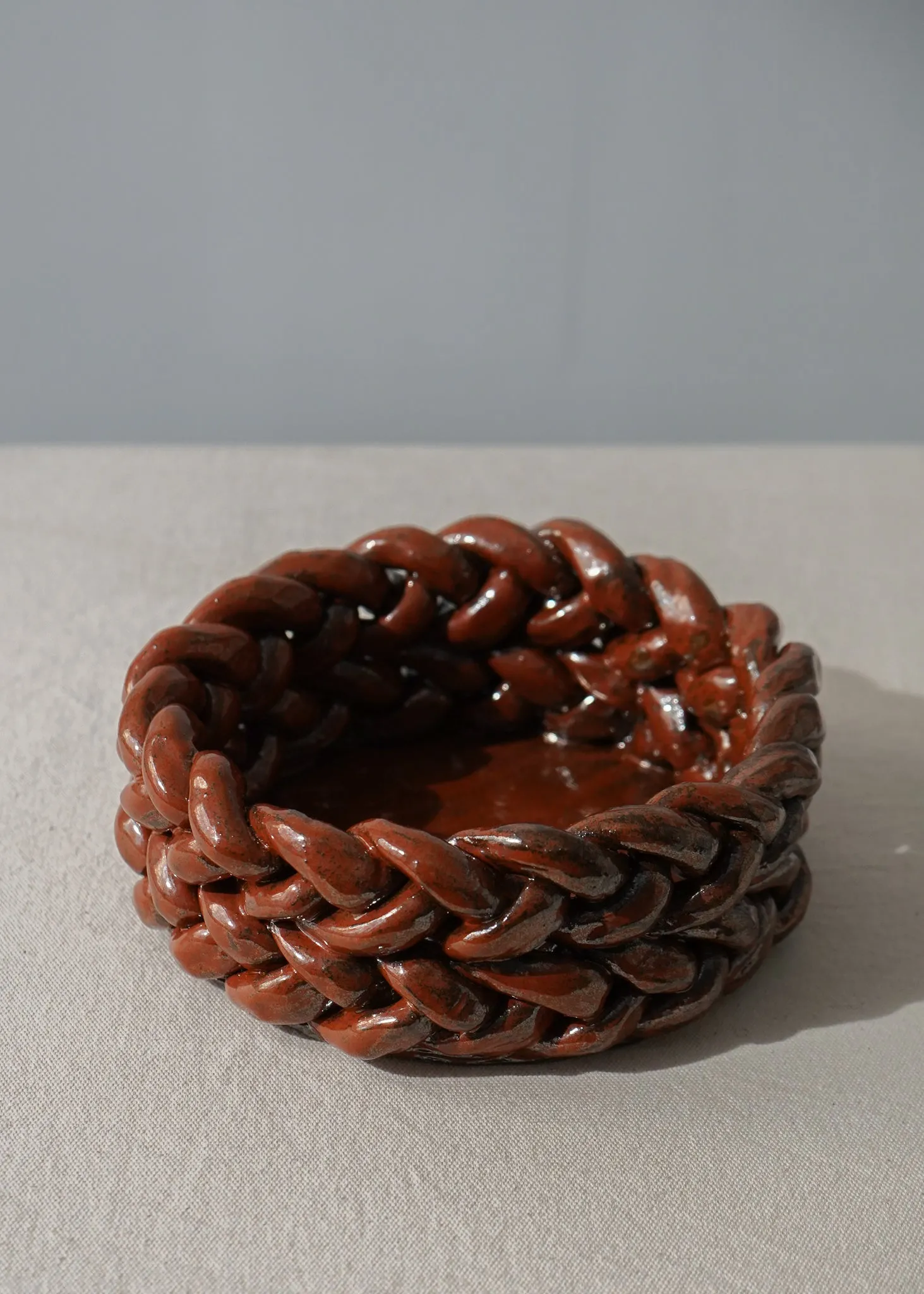 Intertwined Bowl Red Brown