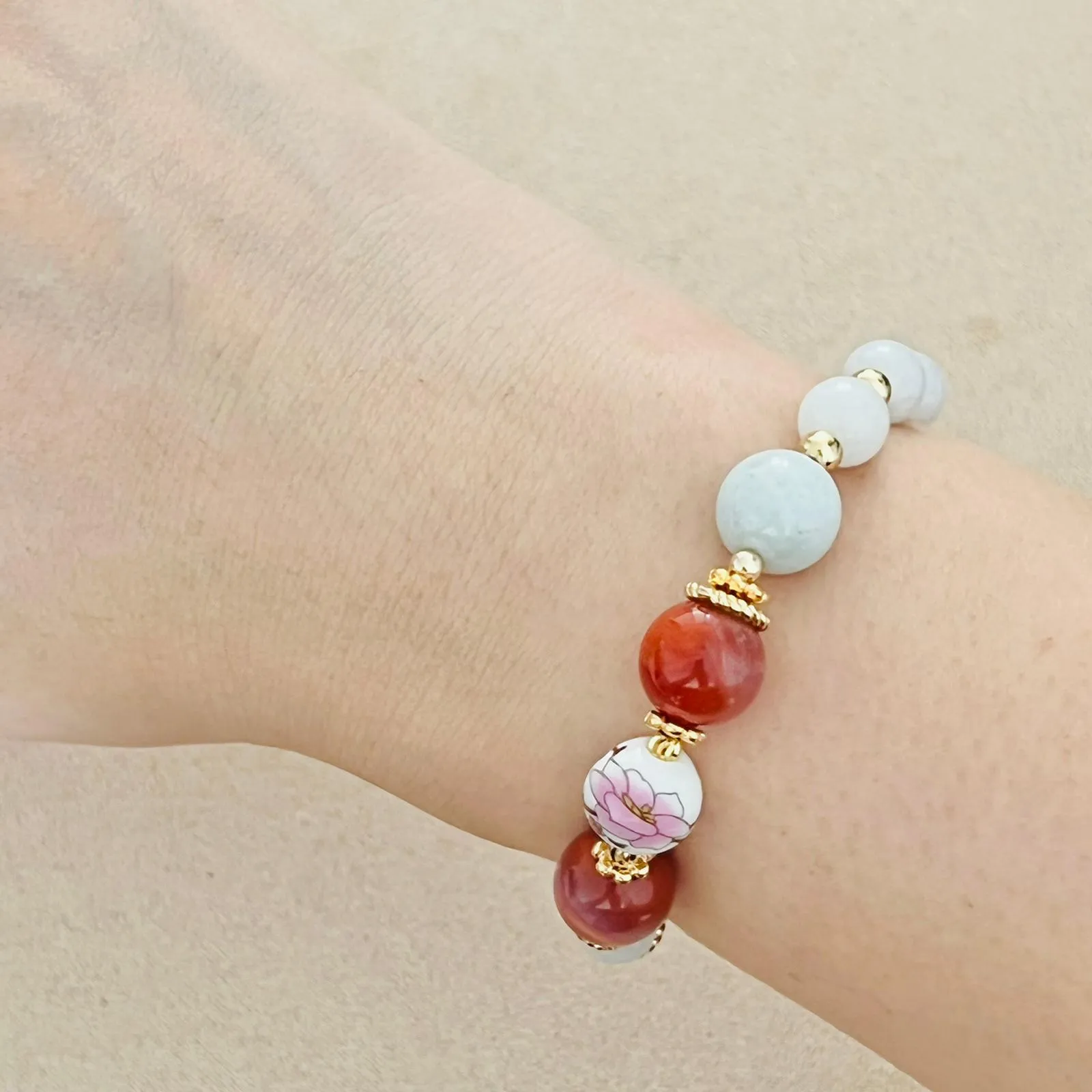 Jade & Nan Hong Agate Bracelet