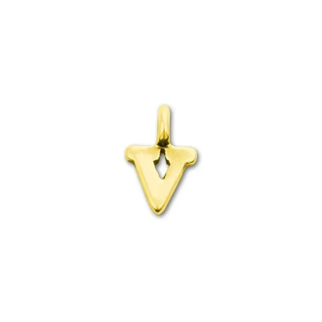 JBB Alphabet Charm, Letter 'V' 8x5mm, Gold Vermeil (1 Piece)