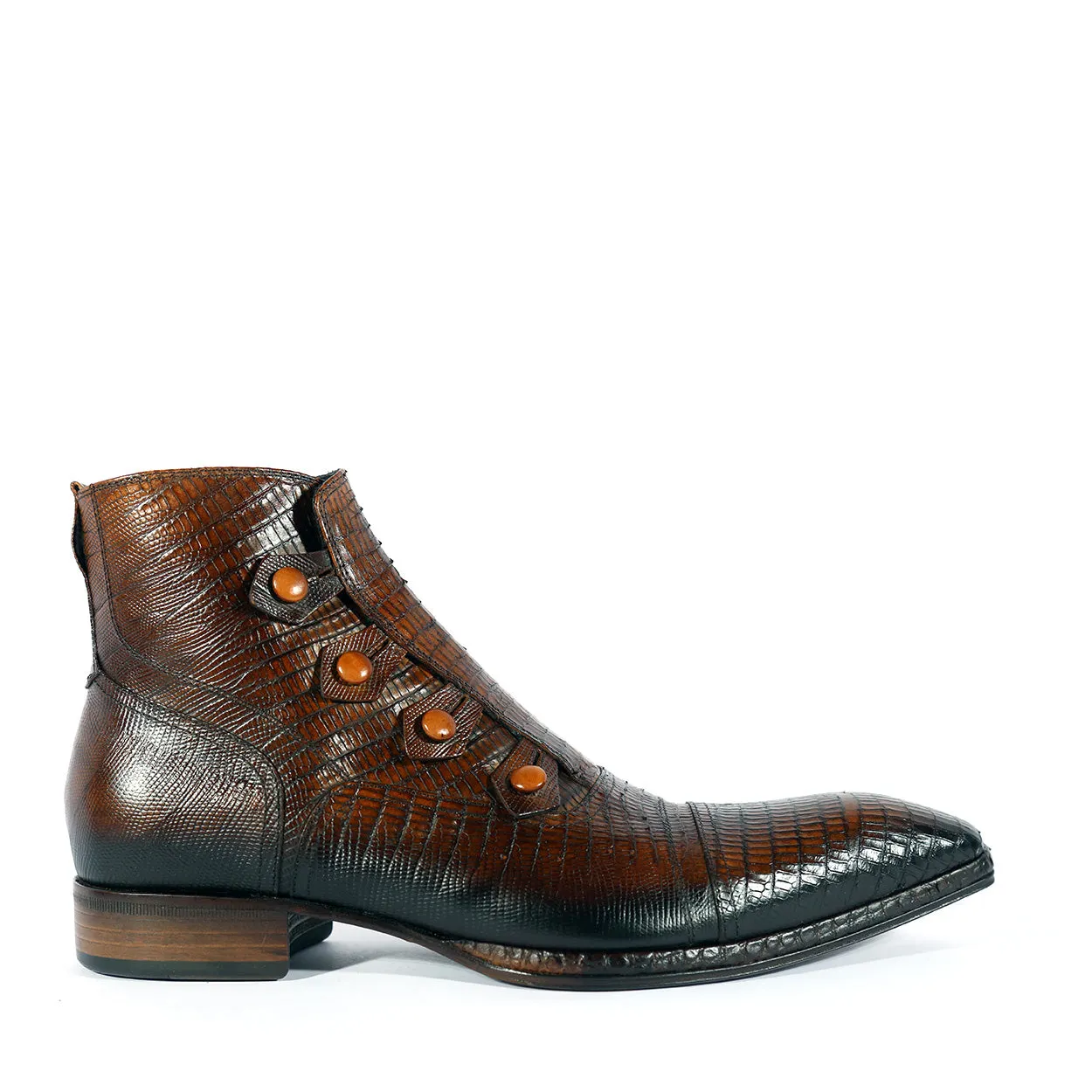 Jo Ghost 2379 Men's Shoes Brown Lizard Print / Calf-Skin Leather Boots (JG5314)