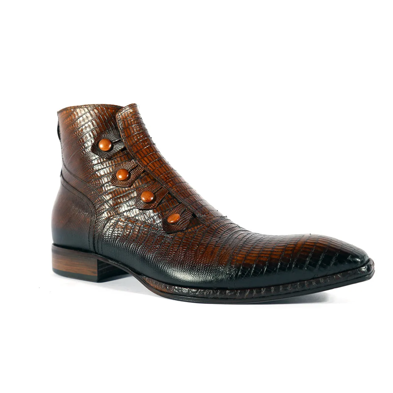 Jo Ghost 2379 Men's Shoes Brown Lizard Print / Calf-Skin Leather Boots (JG5314)