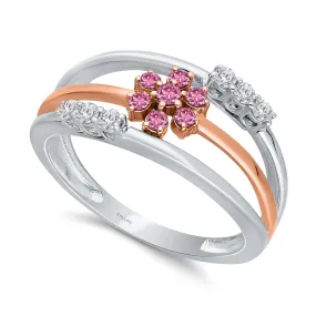 Kallati Heirloom Pink Sapphire & White Diamond Ring in 14K Two-Tone Gold