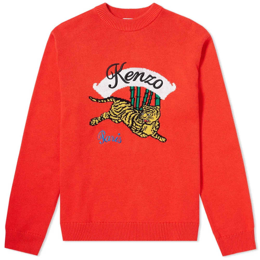 Kenzo Jumping Tiger Crew KnitMedium Red