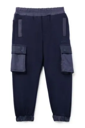 Kids' fleece tracksuit bottoms with cargo pockets