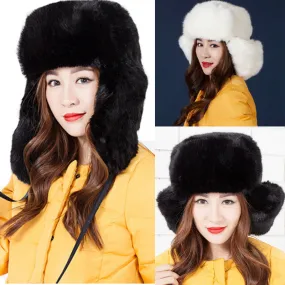 Lady Women Faux Fox Fur Warm Soft Ski Hat Cossack Cap