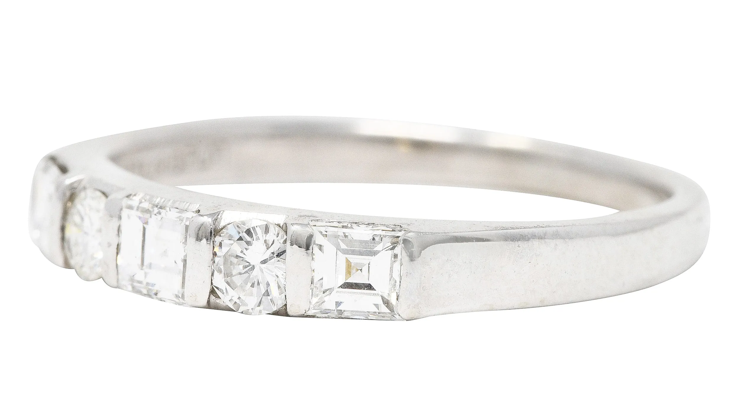 Late Mid-Century 0.70 CTW Diamond Platinum Band Ring