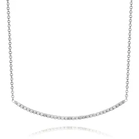 Linear Curved Horizontal Diamond Line Pendant necklace in 18K White Gold