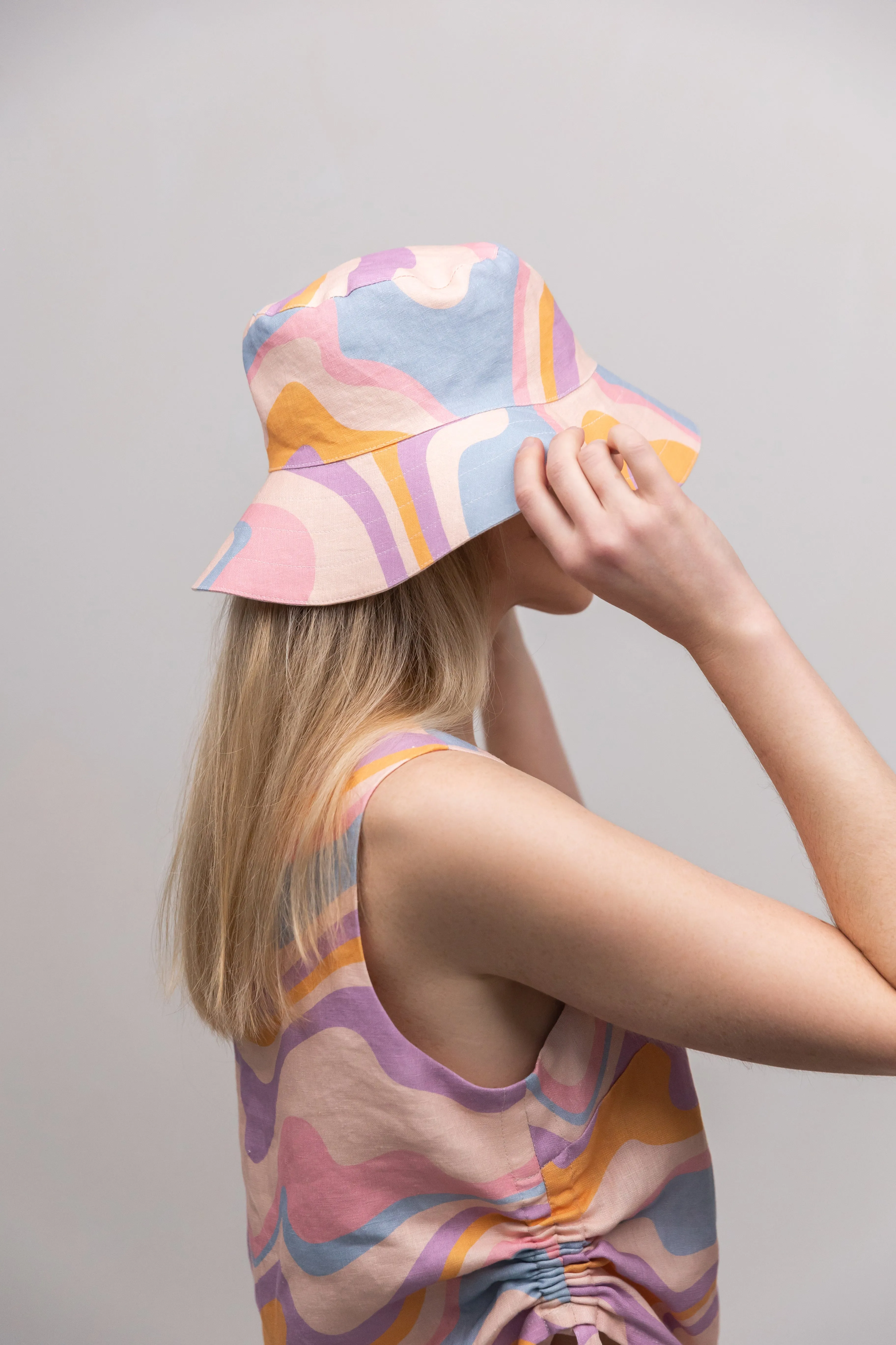 Linen Summer Hat with a Print