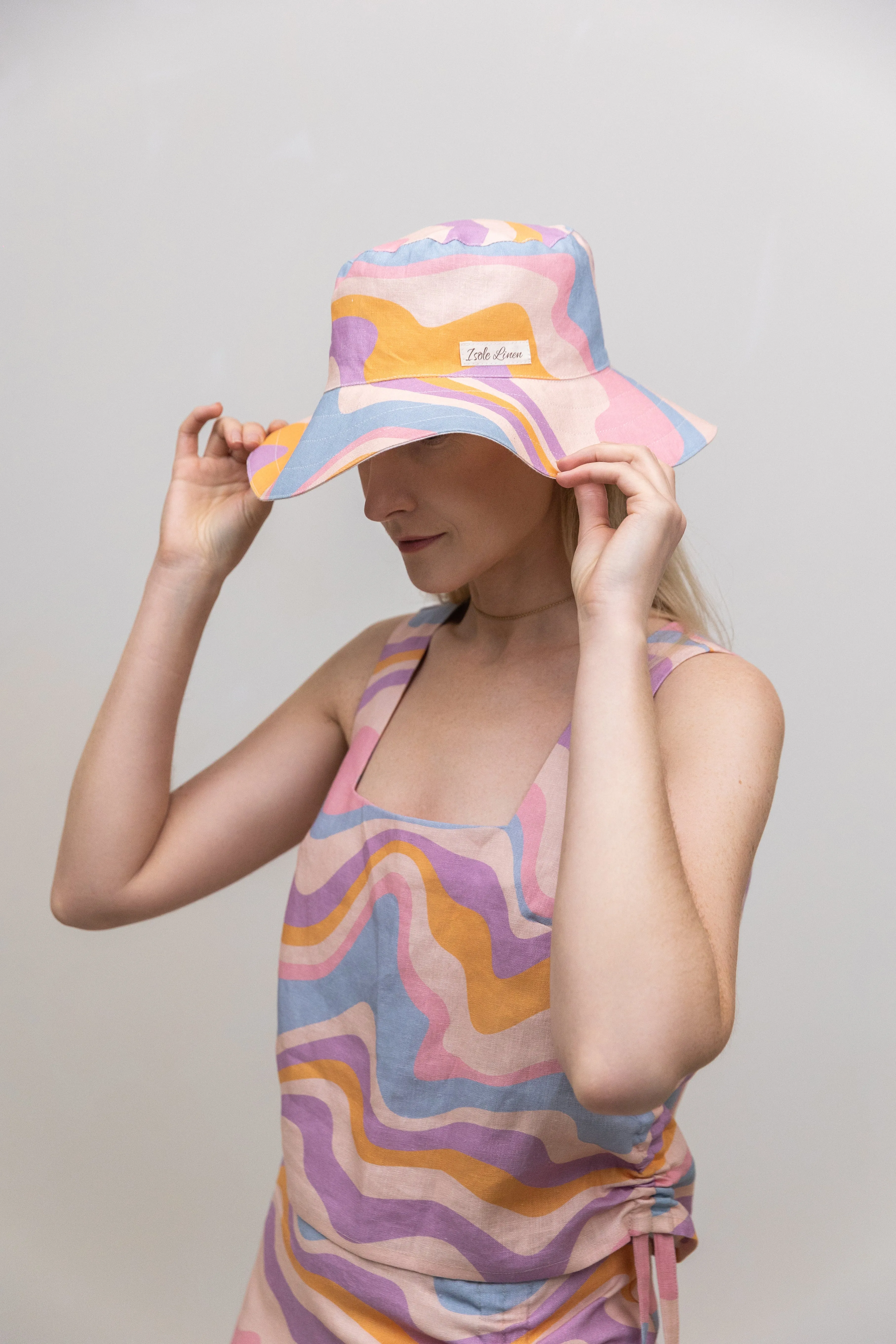 Linen Summer Hat with a Print