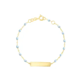 Little Gigi Baby Blue bracelet, Rectangle plaque, Yellow Gold, 5.9