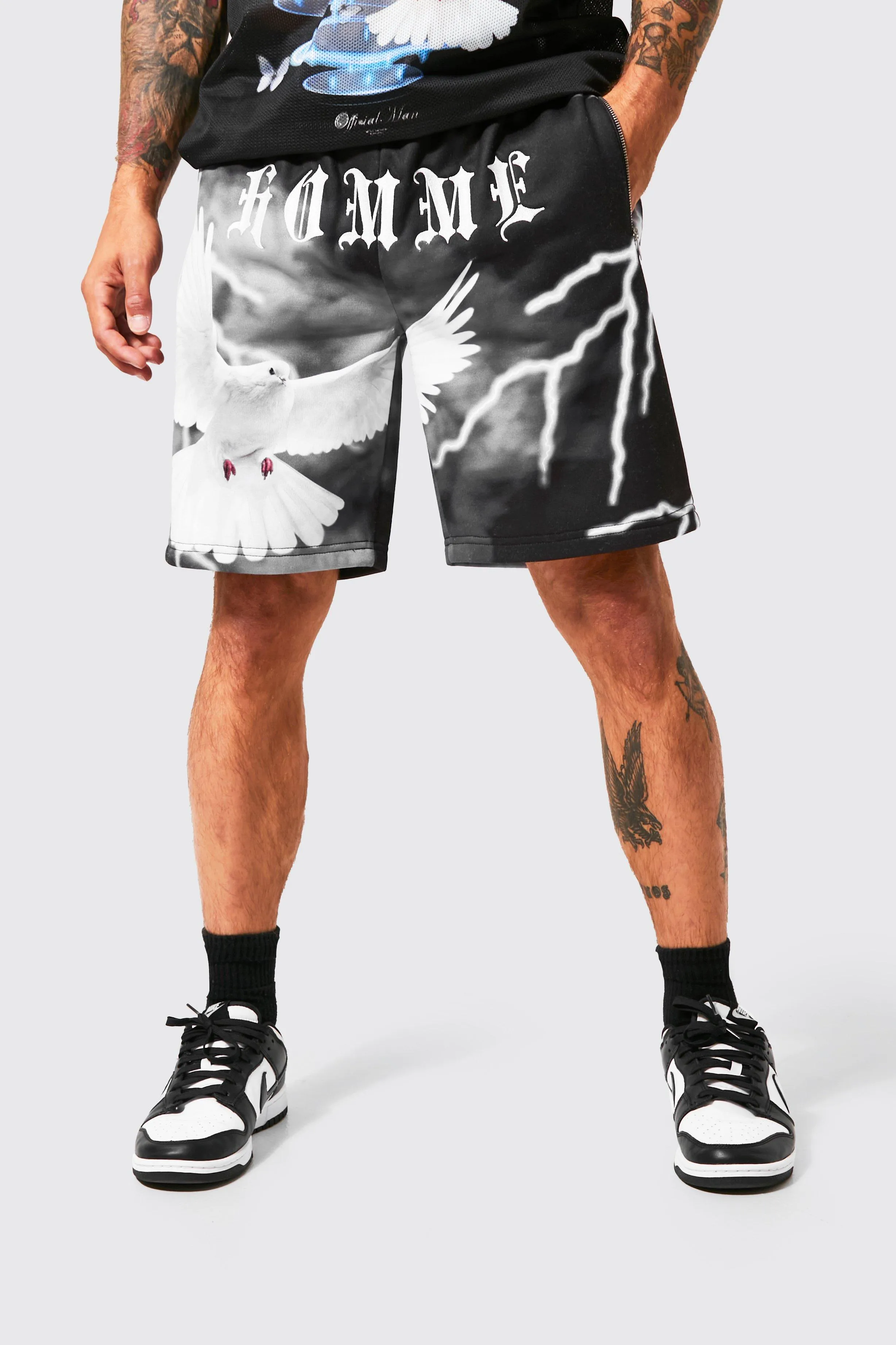 Loose Fit Homme Dove Graphic Shorts