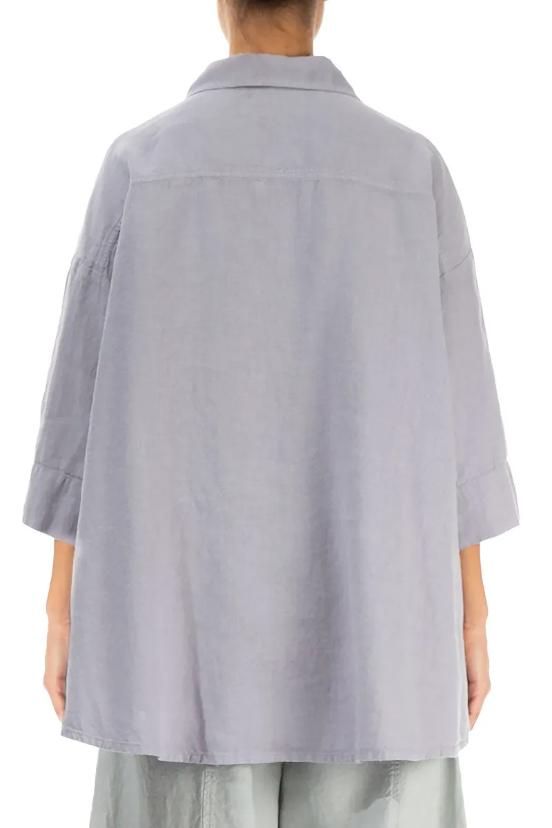 Loose Lilac Grey Linen Shirt