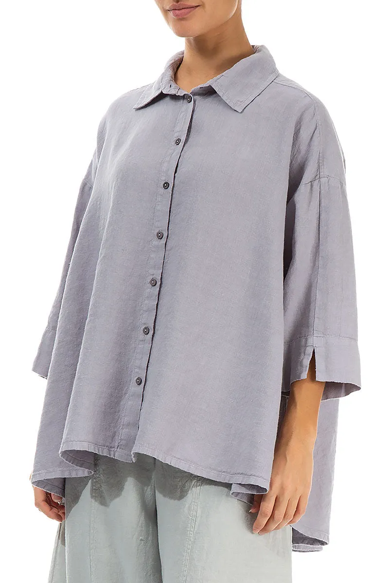 Loose Lilac Grey Linen Shirt