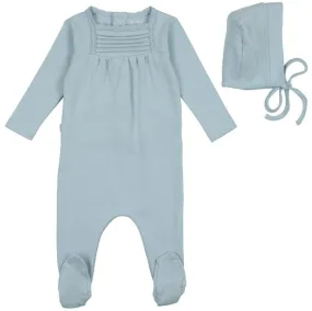 Mabel Bebe Beau Blue Pleat Stretchie and Bonnet