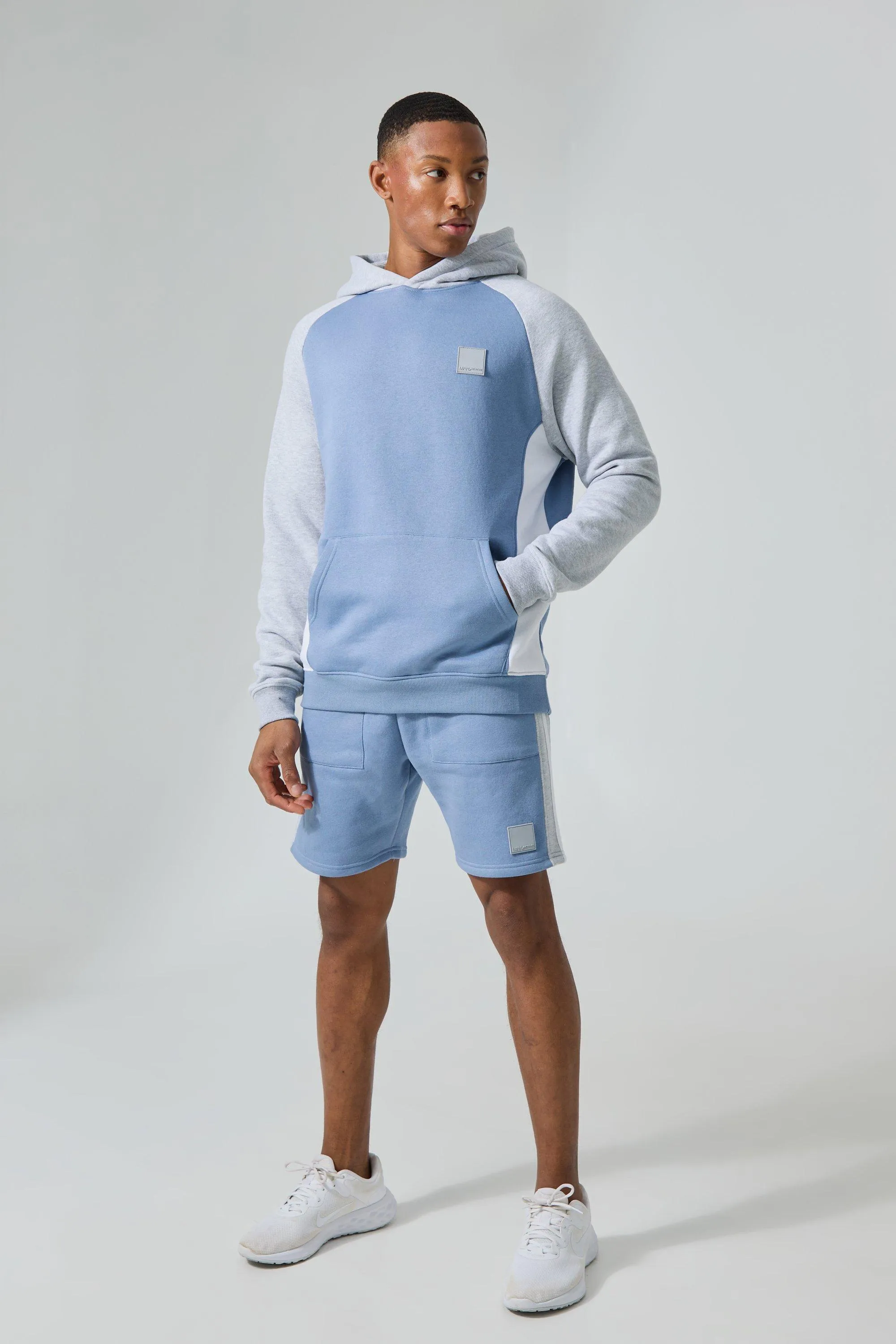 Man Active Colour Block Short Tracksuit | boohooMAN UK