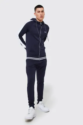 Man Muscle Fit Tracksuit With Sports Rib