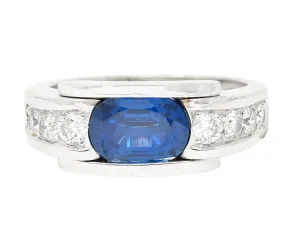 Mauboussin Paris Sapphire Diamond 18 Karat White Gold Vintage Alessandra Band Ring