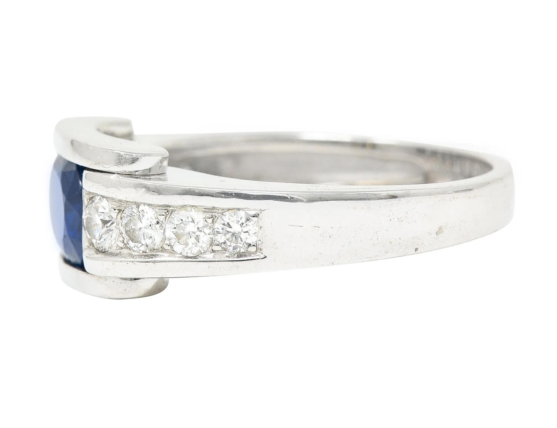 Mauboussin Paris Sapphire Diamond 18 Karat White Gold Vintage Alessandra Band Ring