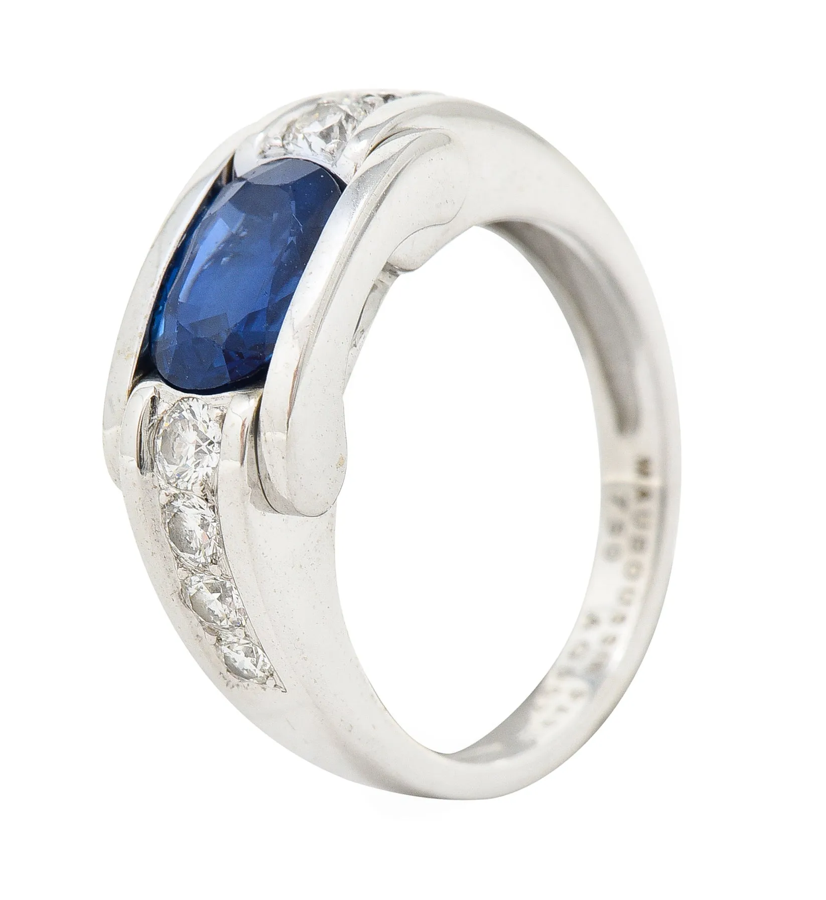 Mauboussin Paris Sapphire Diamond 18 Karat White Gold Vintage Alessandra Band Ring