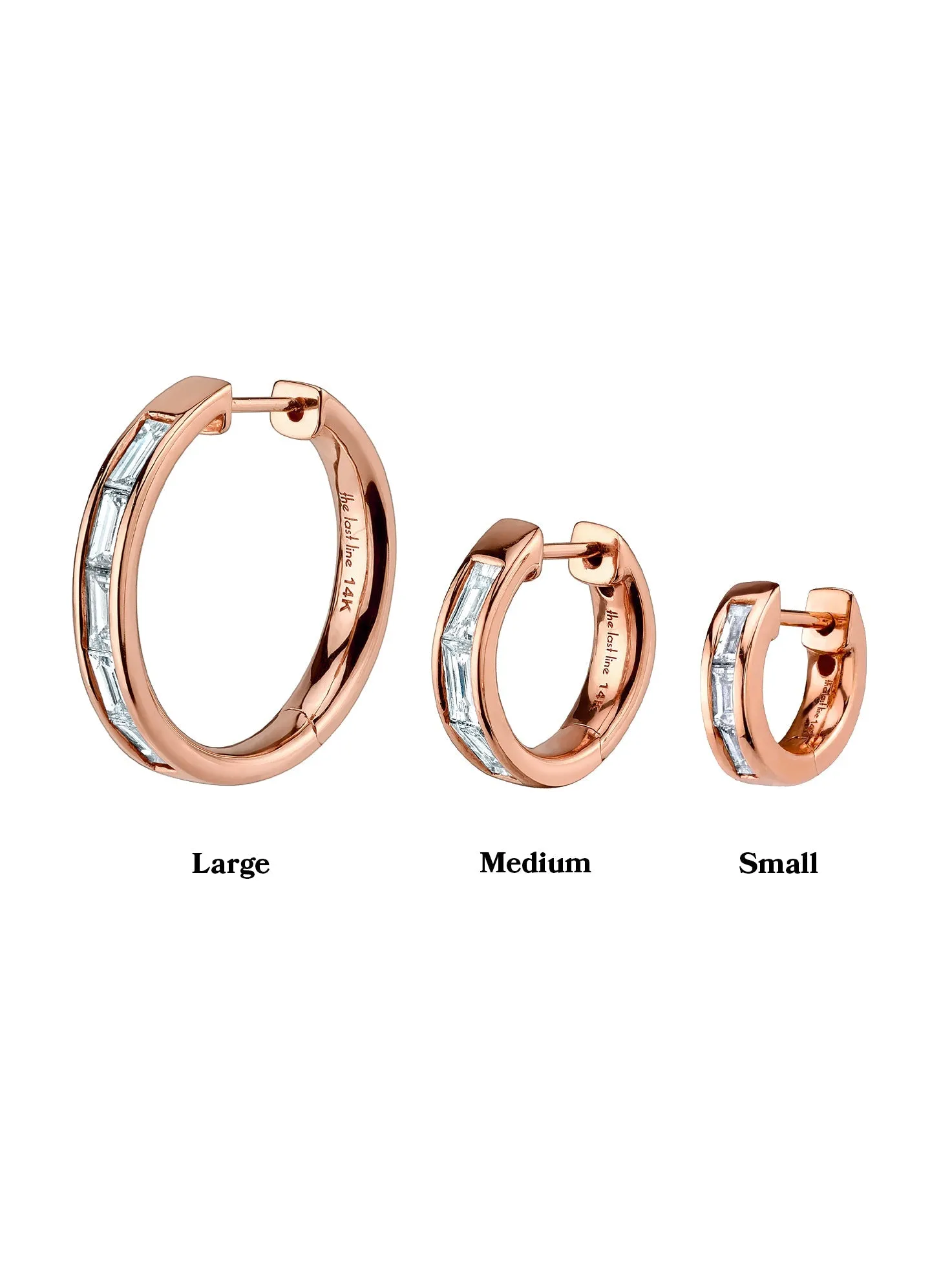 Medium Baguette Hoop - White Diamond / 14k Rose Gold