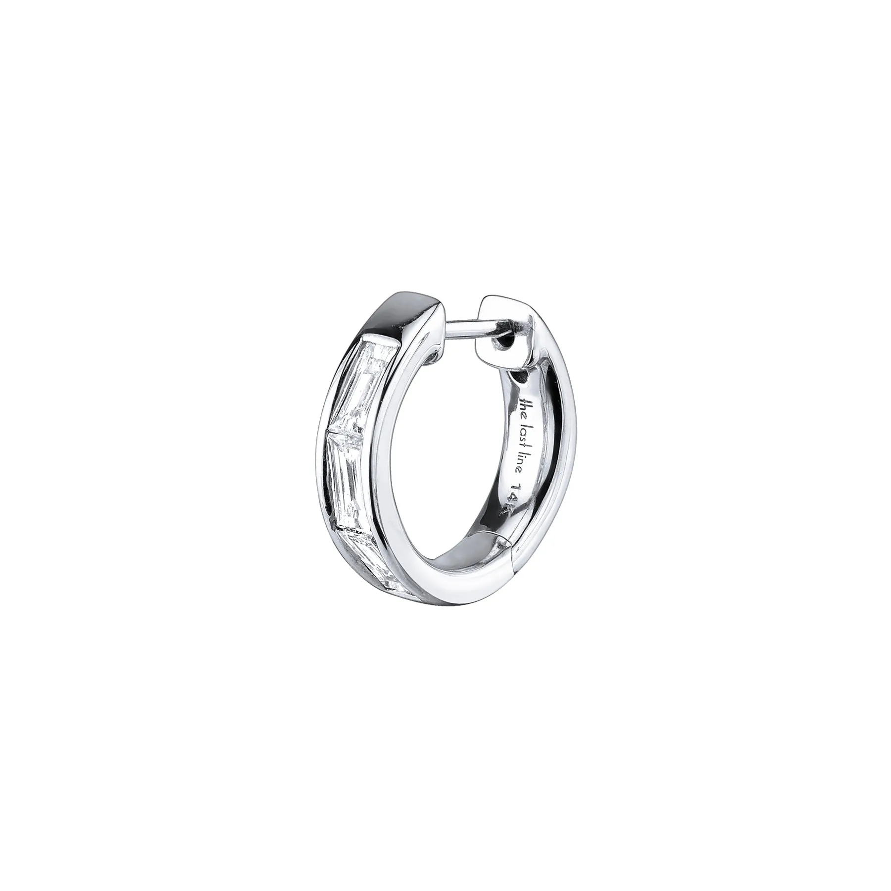 Medium Baguette Hoop - White Diamond / 14k White Gold