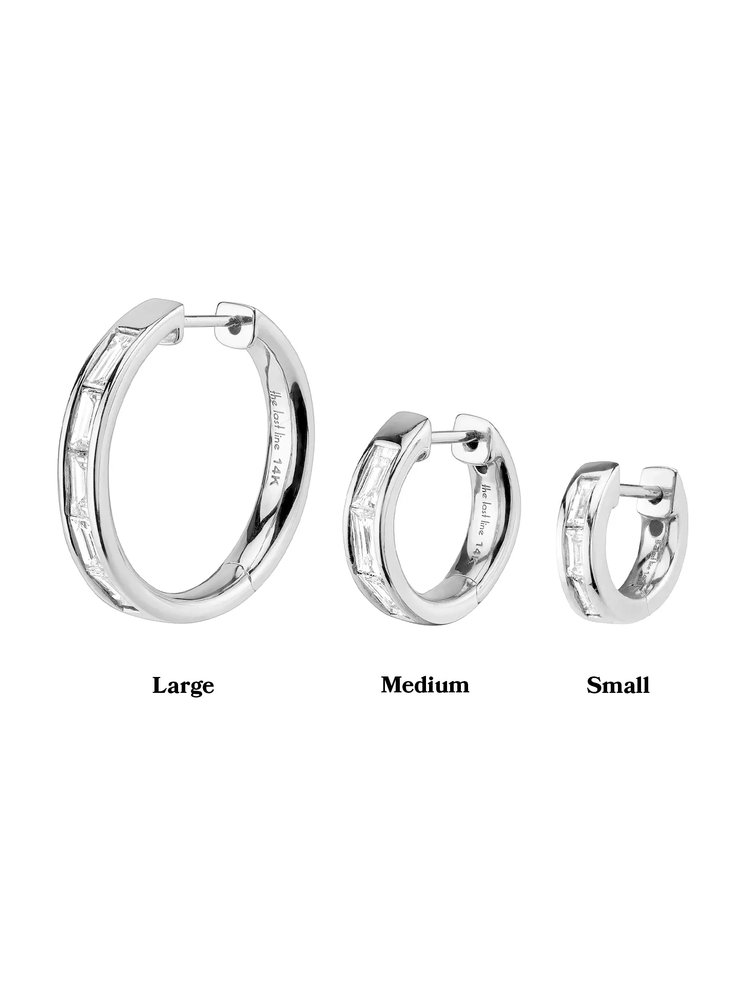 Medium Baguette Hoop - White Diamond / 14k White Gold