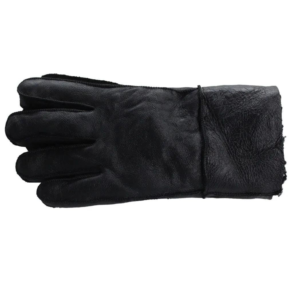 Mens Brown or Black Leather Sheepskin Gloves