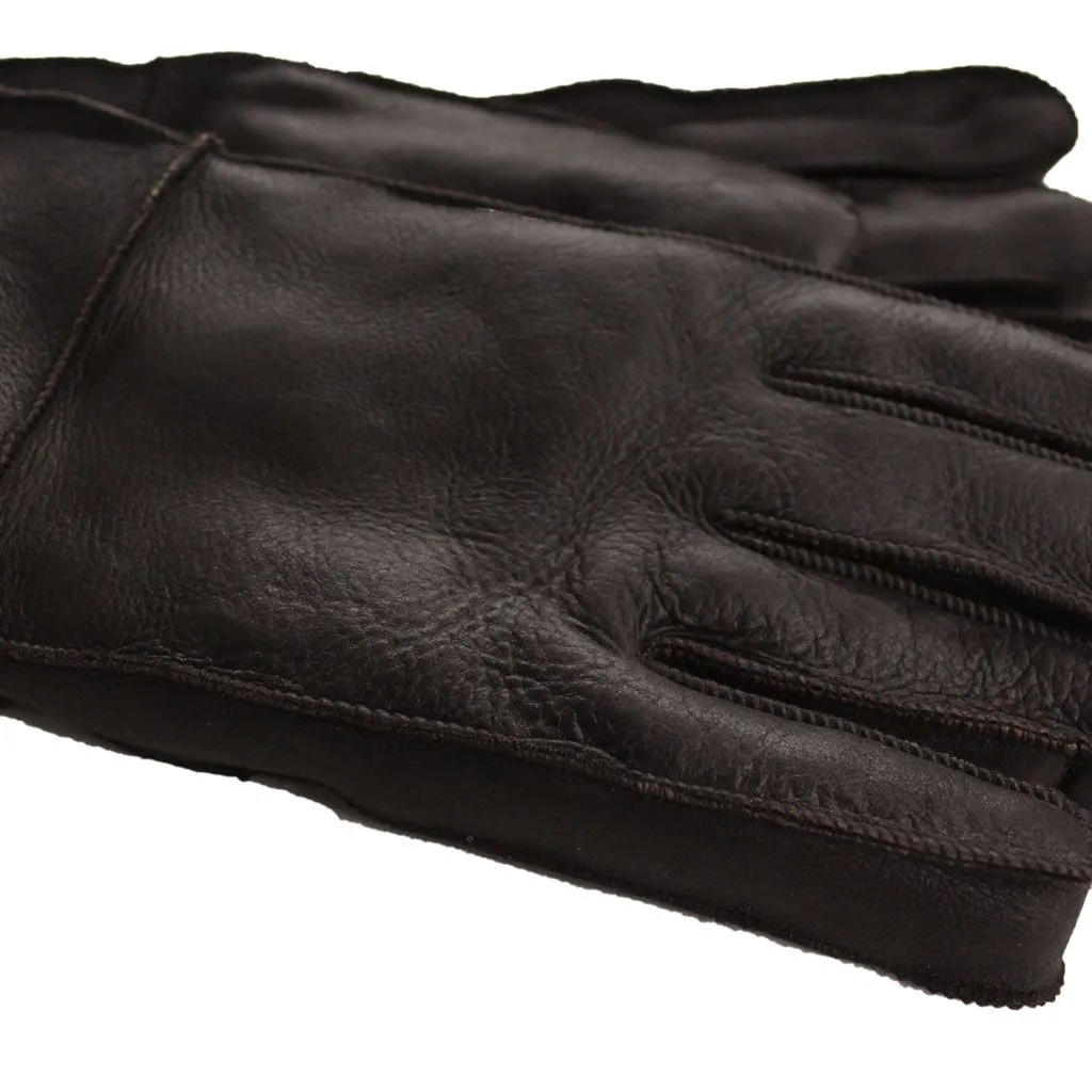 Mens Brown or Black Leather Sheepskin Gloves