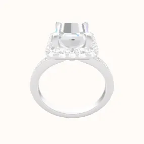 Micropave Engagement Ring With Halo Head