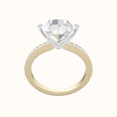 Micropave Engagement Ring With Petal Six Prong Head